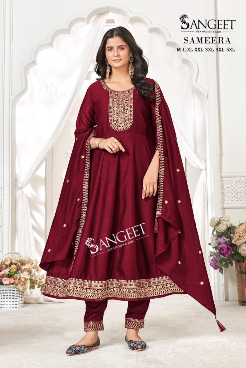 Sameera By Sangeet Vichitra Blooming Silk Kurti With Bottom Dupatta